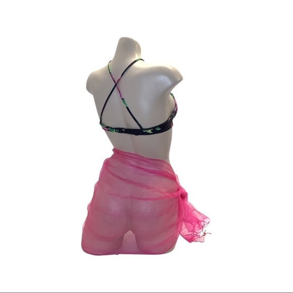 Zuliana Barbie Pink Scarf/Cover Up Sarong Short Skirt. Made in USA. New - Picture 3 of 4
